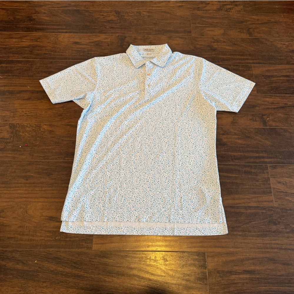 Peter Millar Light Blue Fruit Patterned Polo Shirt - image 3